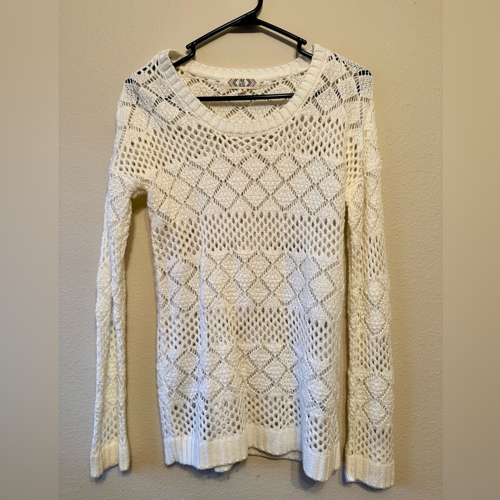 Women white sweater - Pink Rose - Medium